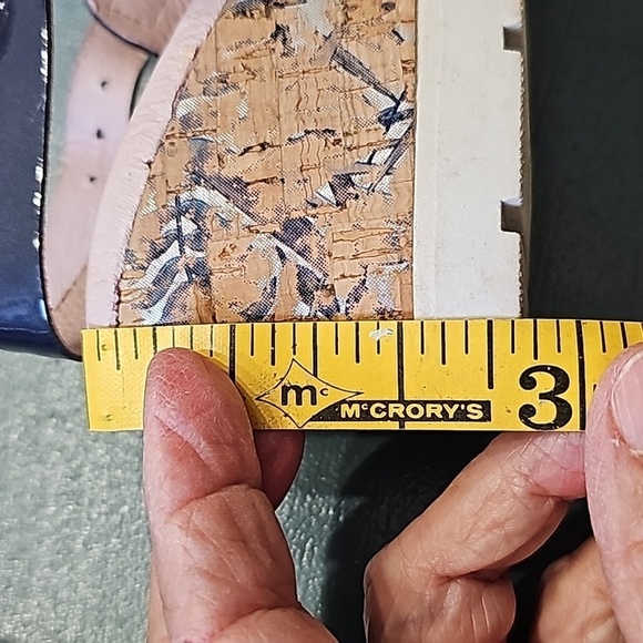 Puche sandles made in Spain. Navy blue patten‎ leather. Cork wedge.size 6… - Picture 9 of 9